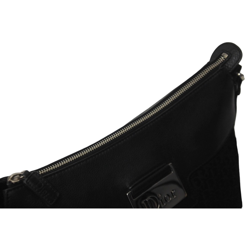 Christian Dior Trotter Handbag Flower Embroidery Canvas Leather Black - Picture 6 of 10